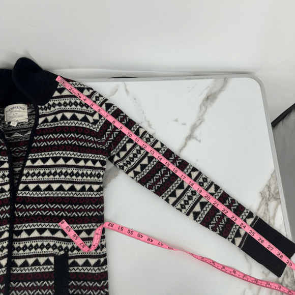Cambridge Dry Goods Womens S Duster Open Cardigan Sweater Fair Isle Wool Nordic - Picture 11 of 12